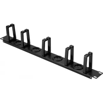 Renkforce RF-7116970 painel de gestão de cabos rotativo 19 polegadas 1U com guias de cabos de 360°, preto