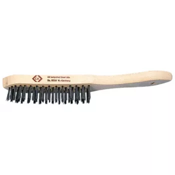 C.K Tools escova de arame de 4 filas em aço temperado e revenido com cabo de madeira (T6238 4)