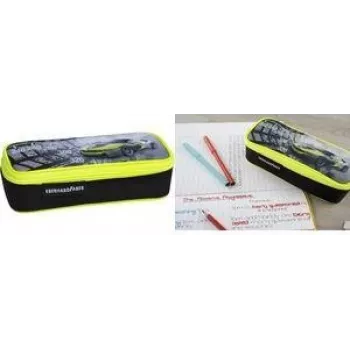 FABER-CASTELL EBERHARD FABER estojo Race Car, preto/amarelo néon poliéster, compartimento principal grande, compartimento com fecho de correr 577575