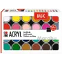 Marabu conjunto de tintas acrílicas BASIC, 24 x 18 ml, alta pigmentação, altíssima resistência à luz 1210000000215