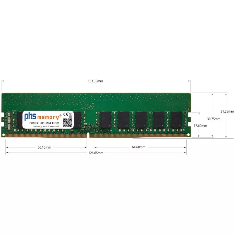 PHS-memory 8GB DDR4 ECC UDIMM 3200MHz PC4-25600E Módulo de Memória para Asus TS100-E11-PI4 SP537922