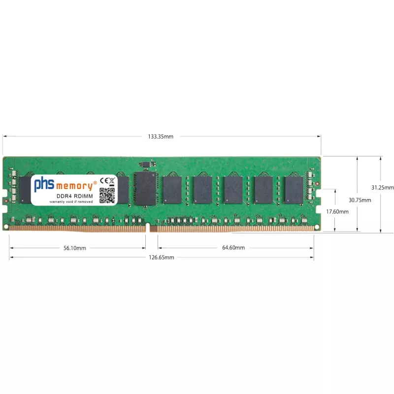 PHS-memory 32GB DDR4 ECC UDIMM 3200MHz PC4-25600E RAM para Synology RackStation RS3626xs SP619473
