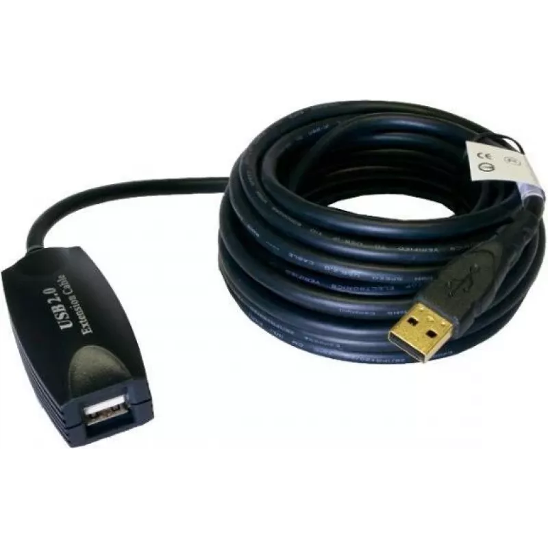 Cabo de extensão ativo EXSYS EX-1401 USB 2.0 5m USB-A macho para fêmea com regeneração de sinal