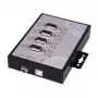 Hub USB 2.0 industrial EXSYS EX-1344HMV de 4 portas, metal, montagem em calha DIN/parede, 7-24V DC, proteção ESD e contra sobretensão