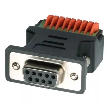 Adaptador EXSYS EX-49111 D-Sub fêmea de 9 pinos para bloco de terminais de parafuso de 9 pinos com botão de pressão, cinzento