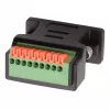 Adaptador EXSYS EX-49111 D-Sub fêmea de 9 pinos para bloco de terminais de parafuso de 9 pinos com botão de pressão, cinzento