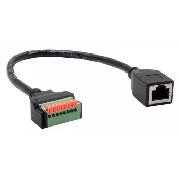 Cabo adaptador EXSYS EX-49120 conector fêmea RJ45 para bloco de terminais de 8 pinos, CAT.6, 30 cm, com botão de pressão