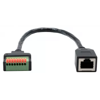 Cabo adaptador EXSYS EX-49120 conector fêmea RJ45 para bloco de terminais de 8 pinos, CAT.6, 30 cm, com botão de pressão