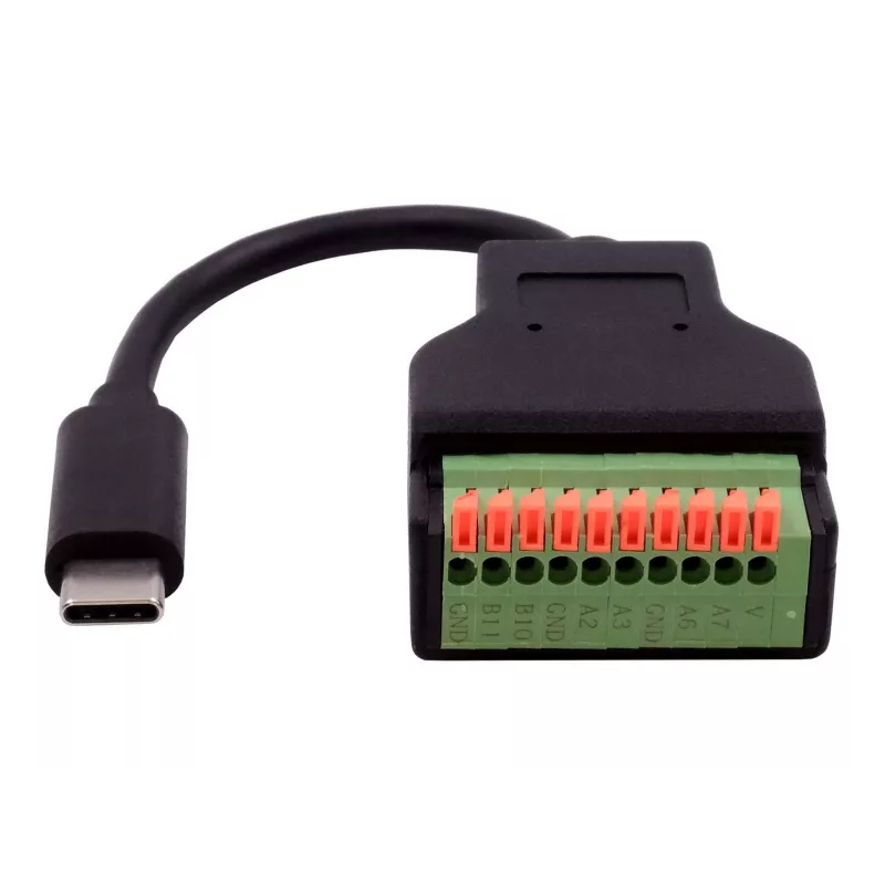 Cabo adaptador EXSYS EX-49125 conector macho USB-C para bloco de terminais de 10 pinos com botão de pressão, 15 cm, USB 3.2 Gen 1
