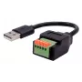 Cabo adaptador EXSYS conector macho USB-A para bloco de terminais de 5 pinos com botão de pressão, USB 2.0, 15 cm EX-49129