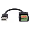 Cabo adaptador EXSYS conector macho USB-A para bloco de terminais de 5 pinos com botão de pressão, USB 2.0, 15 cm EX-49129