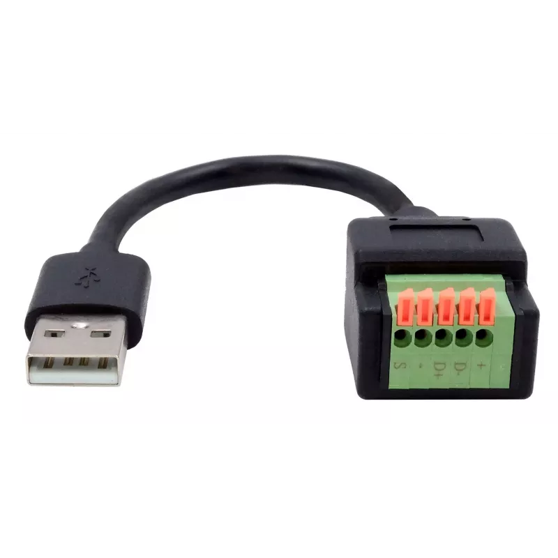 Cabo adaptador EXSYS conector macho USB-A para bloco de terminais de 5 pinos com botão de pressão, USB 2.0, 15 cm EX-49129
