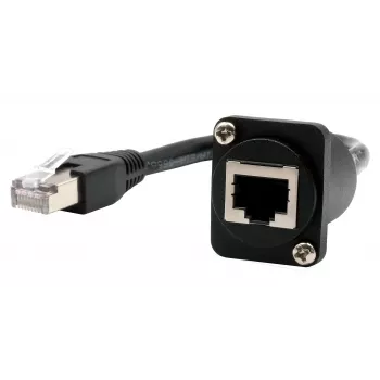 EXSYS Cabo adaptador tipo D RJ45 fêmea para macho, CAT.5e, 20 cm, Preto EX-49159