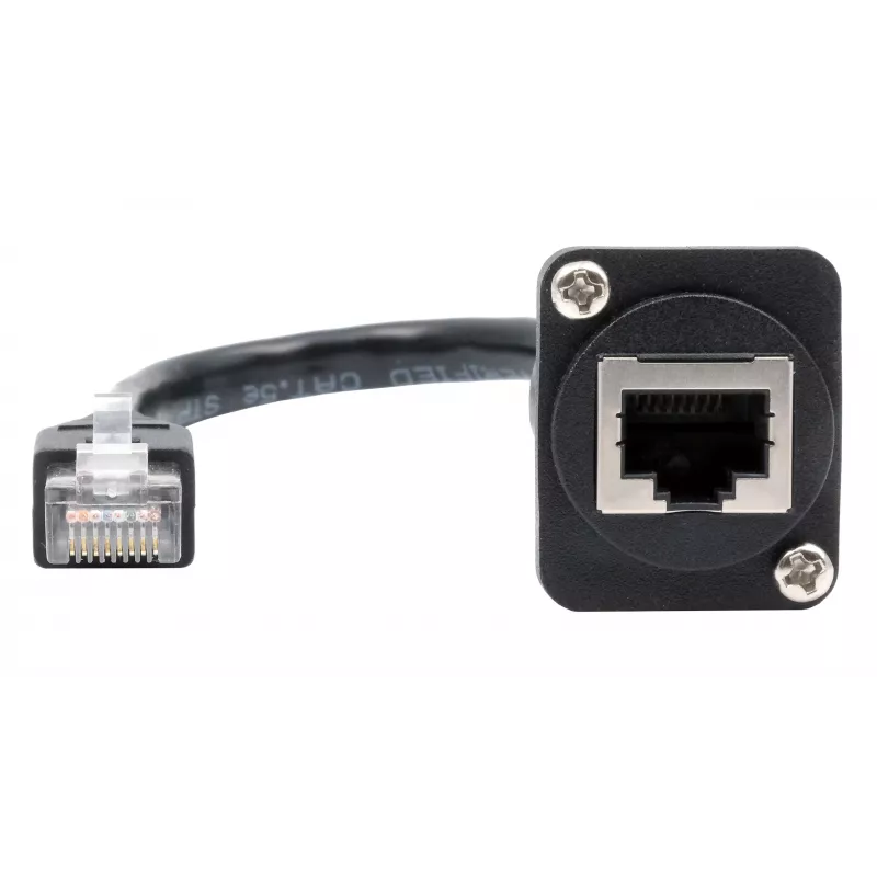 EXSYS Cabo adaptador tipo D RJ45 fêmea para macho, CAT.5e, 20 cm, Preto EX-49159
