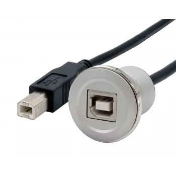 Cabo adaptador de encastrar EXSYS EX-49182 USB 2.0, conector fêmea USB B para conector macho USB B, 30 cm, caixa metálica