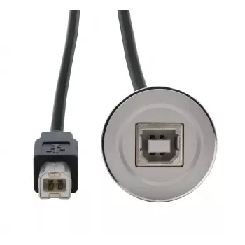 Cabo adaptador de encastrar EXSYS EX-49182 USB 2.0, conector fêmea USB B para conector macho USB B, 30 cm, caixa metálica