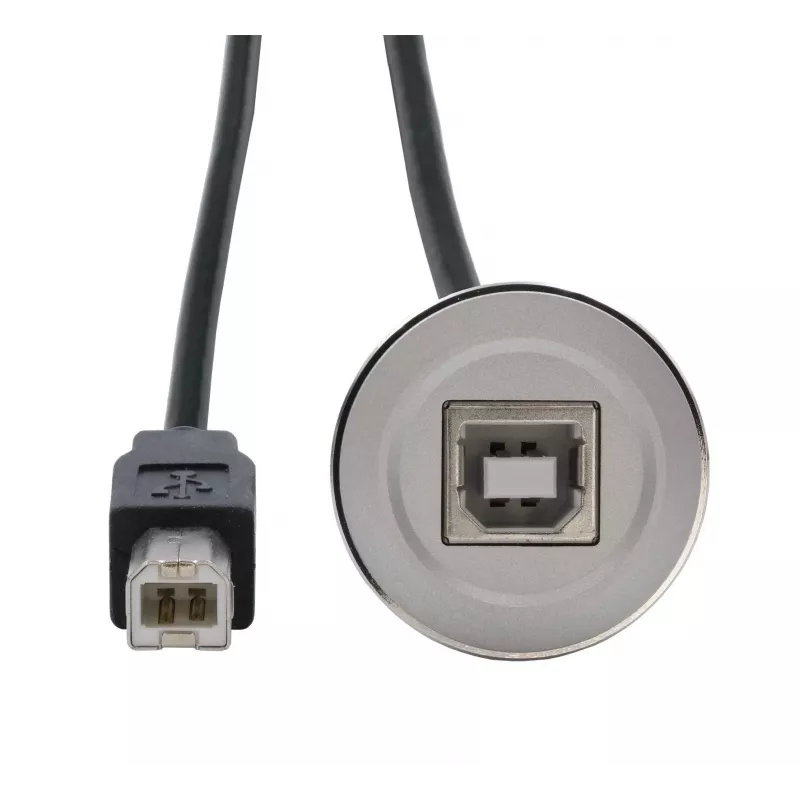 Cabo adaptador de encastrar EXSYS EX-49182 USB 2.0, conector fêmea USB B para conector macho USB B, 30 cm, caixa metálica