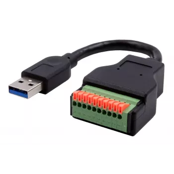 Cabo adaptador EXSYS EX-49127 ficha USB-A para bloco de terminais de 10 pinos com botão, USB 3.2 Gen 1, 15 cm
