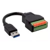 Cabo adaptador EXSYS EX-49127 ficha USB-A para bloco de terminais de 10 pinos com botão, USB 3.2 Gen 1, 15 cm