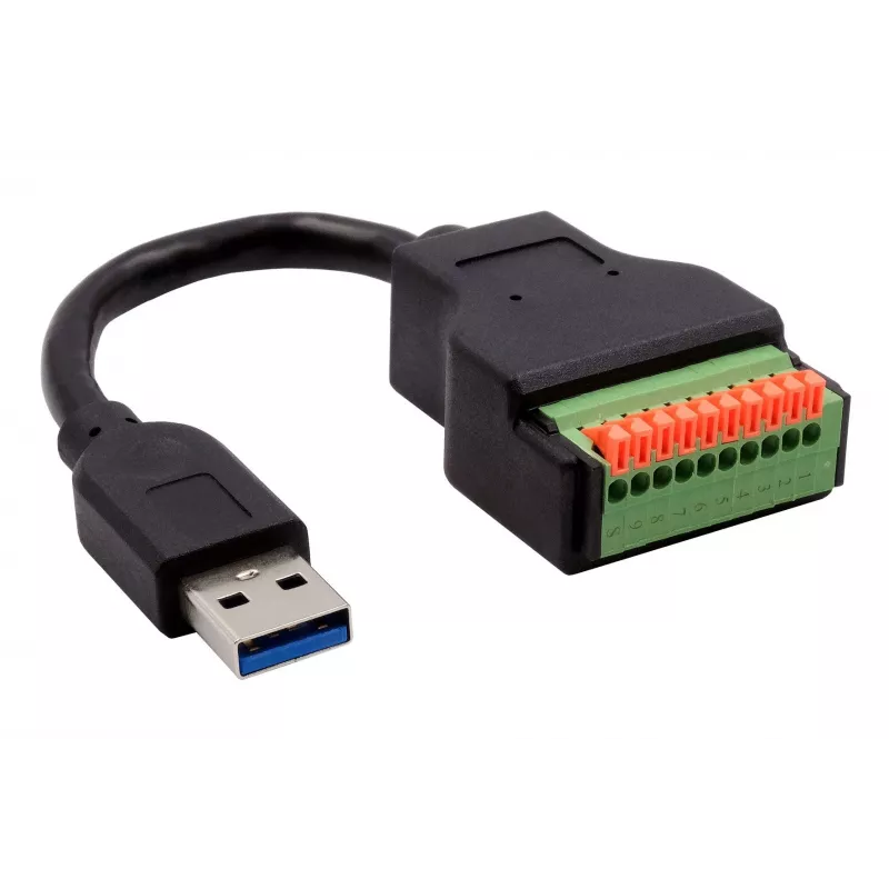 Cabo adaptador EXSYS EX-49127 ficha USB-A para bloco de terminais de 10 pinos com botão, USB 3.2 Gen 1, 15 cm