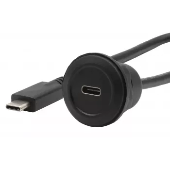 Cabo adaptador de montagem em painel EXSYS EX-49222 USB-C, USB 3.2 Gen 2, 10Gbps, 100W PD, 30cm