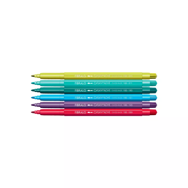 Marcadores de fibra CARAN D'ACHE Fibralo Kawaii Monsters, conjunto de 6, base de água, tinta solúvel em água, utilizável a seco ou húmido (185.801)