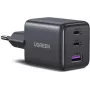 Carregador rápido UGREEN 30W 3 portas GaN II USB-A e 2 x USB-C preto (55536)
