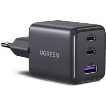 Carregador rápido UGREEN 30W 3 portas GaN II USB-A e 2 x USB-C preto (55536)