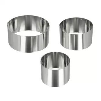 Aros de cozinha redondos Metaltex em aço inoxidável, conjunto de 3, prateados, 45 mm de altura 204536010