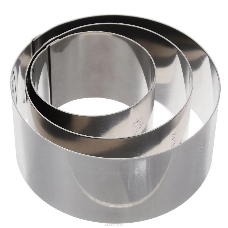 Aros de cozinha redondos Metaltex em aço inoxidável, conjunto de 3, prateados, 45 mm de altura 204536010