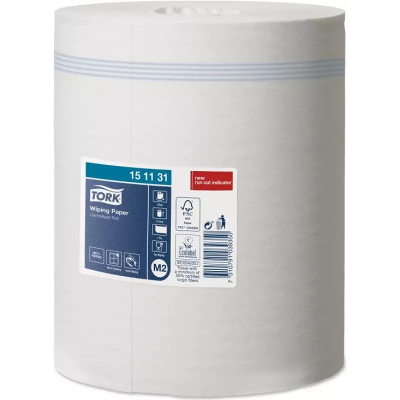 Tork pano de limpeza 151131, 1 folha, branco, 21,5 cm x 275 m, 6 rolos/pack