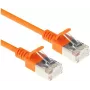Cabo patch slimline ACT DC7130 0,15m LSZH U/FTP CAT6A datacenter snagless RJ45 laranja
