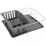 Escorredor de louça Metaltex Aquatex PLUS com tabuleiro e porta-talheres, prateado/antracite 325026068