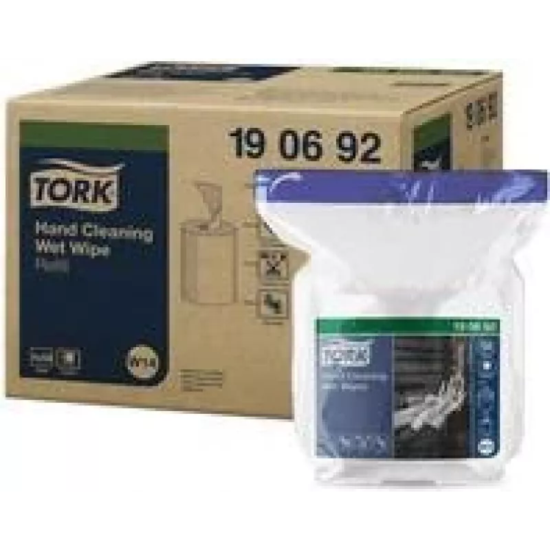 Toalhetes de limpeza de mãos TORK 190692 premium, 58 unid., 300 x 270 mm, sem solventes, pH neutro, aloe vera e glicerina, recipiente reutilizável