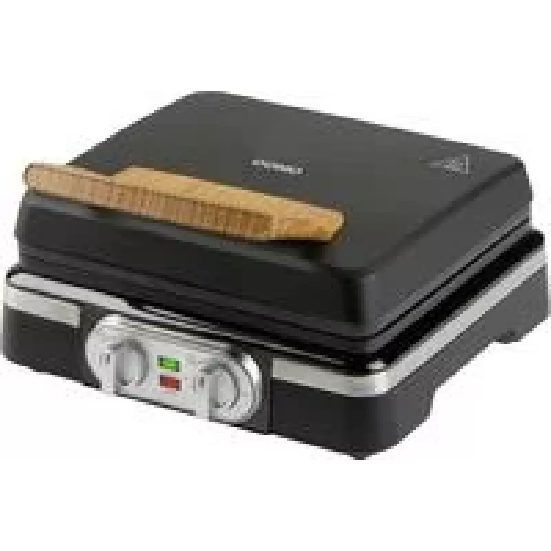 DOMO DO9281W Inky Black Máquina de waffles belgas, 1600 W, antiaderente, termostato regulável, pega Cool-Touch, armazenamento vertical
