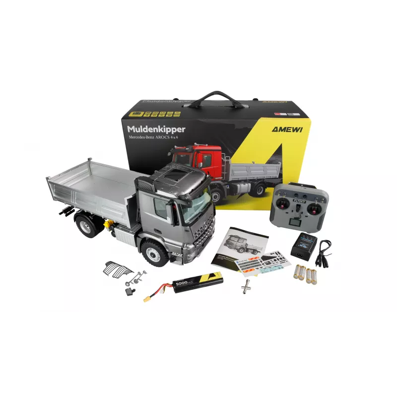 Camião basculante Amewi Mercedes-Benz Arocs 4x4 1:14 RTR antracite (22692)