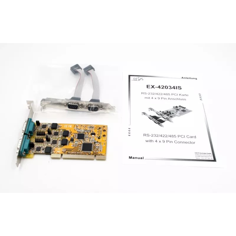 Placa serial PCI EXSYS EX-42034IS 4 portas RS-232/422/485 com proteção contra sobretensão e isolamento ótico
