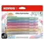 Conjunto de marcadores de texto com glitter Kores, ponta chanfrada 3-5 mm, 6 cores glitter brilhantes, à base de água, secagem rápida, resistente a borrões, tampa ventilada, não tóxico TM36300