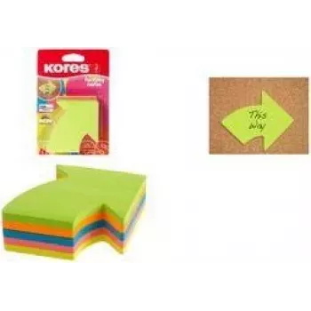 Cubo de notas adesivas Kores seta, 70 x 70 mm, branco, cores sortidas, removível, 400 folhas N48704