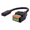 Adaptador EXSYS EX-49122 conector fêmea USB-C para bloco de terminais 5 pinos com botão, USB 2.0, 15 cm