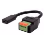 Adaptador EXSYS EX-49122 conector fêmea USB-C para bloco de terminais 5 pinos com botão, USB 2.0, 15 cm