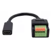 Adaptador EXSYS EX-49122 conector fêmea USB-C para bloco de terminais 5 pinos com botão, USB 2.0, 15 cm