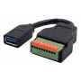 Cabo adaptador EXSYS EX-49126 conector fêmea USB-A para bloco de terminais 10 pinos com botão, USB 3.2 Gen 1, 15 cm