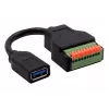 Cabo adaptador EXSYS EX-49126 conector fêmea USB-A para bloco de terminais 10 pinos com botão, USB 3.2 Gen 1, 15 cm