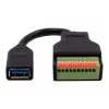 Cabo adaptador EXSYS EX-49126 conector fêmea USB-A para bloco de terminais 10 pinos com botão, USB 3.2 Gen 1, 15 cm