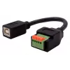 Adaptador EXSYS EX-49130 USB 2.0 conector fêmea USB-B para bloco de terminais 5 pinos com botão, 15 cm