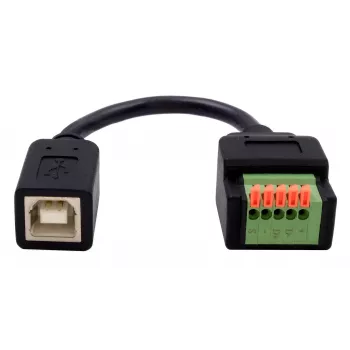 Adaptador EXSYS EX-49130 USB 2.0 conector fêmea USB-B para bloco de terminais 5 pinos com botão, 15 cm
