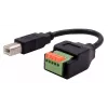 Cabo adaptador EXSYS conector macho USB-B para bloco de terminais 5 pinos com botão, USB 2.0, 15 cm EX-49131