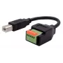 Cabo adaptador EXSYS conector macho USB-B para bloco de terminais 5 pinos com botão, USB 2.0, 15 cm EX-49131