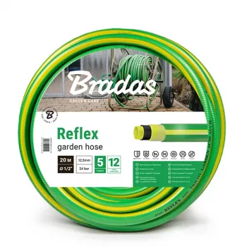 Mangueira de jardim Bradas REFLEX, 1/2 polegadas, 50 m, 5 camadas com reforço de poliéster TRICOT, verde/amarelo WFR1/250